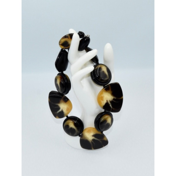 Angela Caputi Italy Massive Faux Tortoise Resin Chocker Statement Necklace - Picture 2 of 4